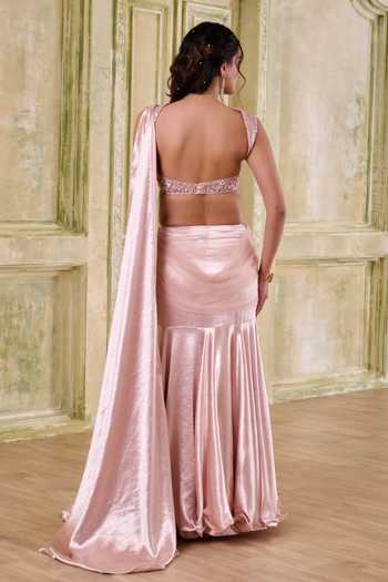 Muditaa By Urmila Pratyusa Draped Lehenga Saree With Embroidered Blouse