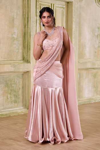 Muditaa By Urmila Pratyusa Draped Lehenga Saree With Embroidered Blouse