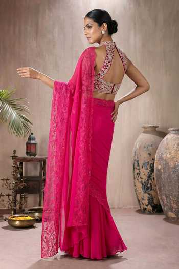 Maisolos Pre-Draped Pleated Saree With Blouse 