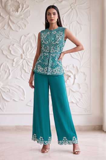 Maisolos Embroidered Jacket & Palazzo Set 