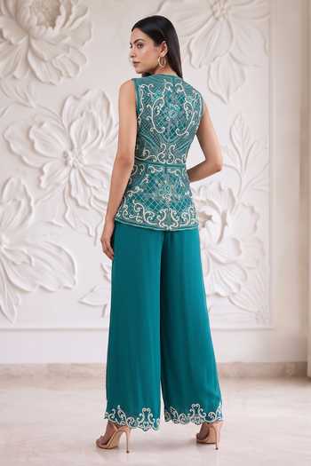 Maisolos Embroidered Jacket & Palazzo Set 