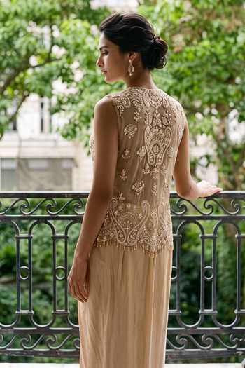 Aneesh Agarwaal Elara Hand Embroidered Top Draped Skirt Set