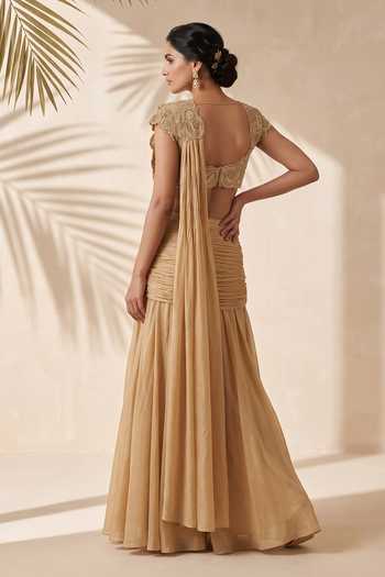 Aneesh Agarwaal Hazel Pre-Draped Saree With Embroidered Blouse