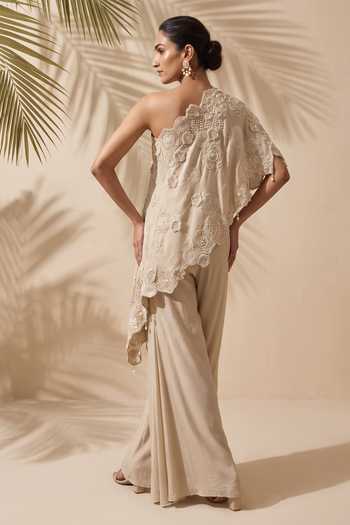 Aneesh Agarwaal Solane Embroidered Cape & Sharara Set