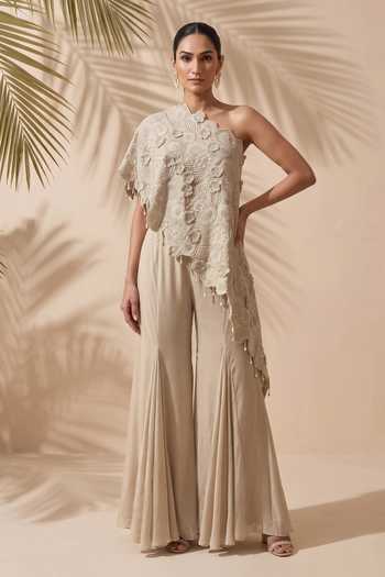Aneesh Agarwaal Solane Embroidered Cape & Sharara Set