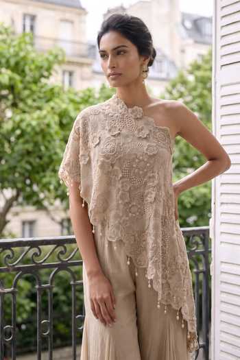 Buy Aneesh Agarwaal Grey Silk Organza, Chiffon One Shoulder Solane Embroidered Cape And Sharara Set Online at Aza Fashions Buy_Aneesh Agarwaal_Grey Silk Organza, Chiffon One Shoulder Solane Embroidered Cape And Sharara Set _Online_at_Aza_Fashions