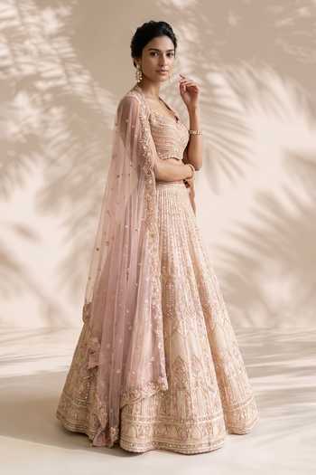 Aneesh Agarwaal Beige Organza, Net Ignis Hand Embroidered Lehenga Set Online at Aza Fashions Aneesh Agarwaal_Beige Organza, Net Ignis Hand Embroidered Lehenga Set _Online_at_Aza_Fashions