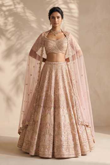Shop Aneesh Agarwaal Beige Organza, Net Ignis Hand Embroidered Lehenga Set Online at Aza Fashions Shop_Aneesh Agarwaal_Beige Organza, Net Ignis Hand Embroidered Lehenga Set _Online_at_Aza_Fashions