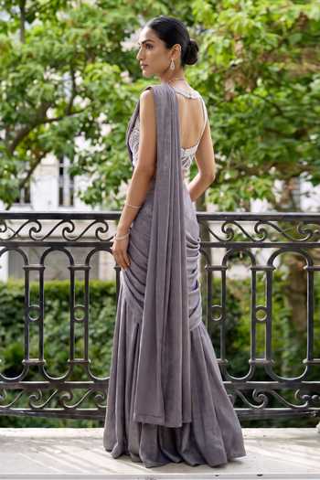 Aneesh Agarwaal Perle Pre-Draped Saree With Embroidered Blouse 