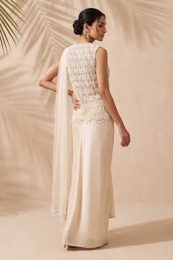 Aneesh Agarwaal Wisteria Embroidered Top & Dhoti Skirt Set