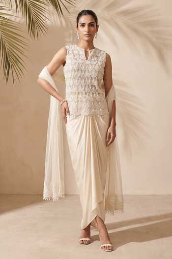 Aneesh Agarwaal Wisteria Embroidered Top & Dhoti Skirt Set