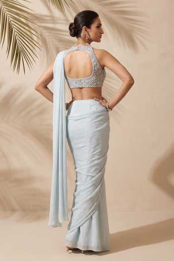Aneesh Agarwaal Seren Pre-Draped Saree With Embroidered Blouse