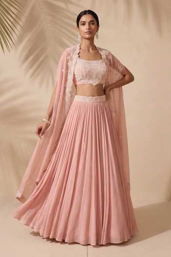 Aneesh Agarwaal Adalyn Embroidered Pearl Cape Skirt Set
