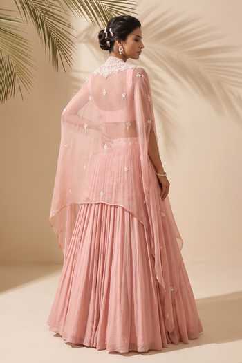 Aneesh Agarwaal Adalyn Embroidered Pearl Cape Skirt Set