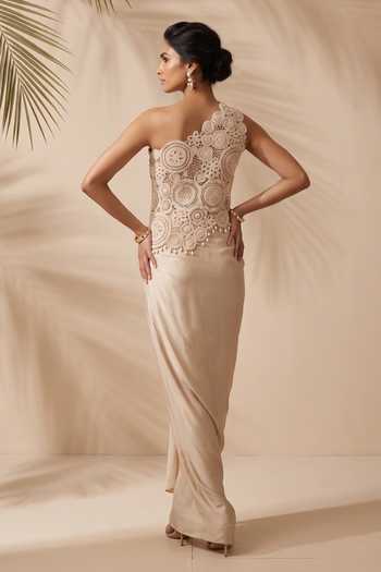 Aneesh Agarwaal Calista Embroidered Top & Draped Skirt Set 