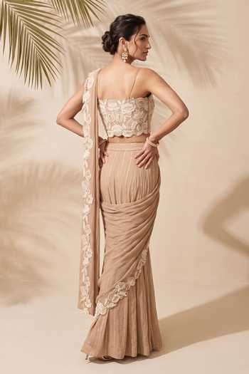 Aneesh Agarwaal Delphine Draped Sharara Saree With Blouse 