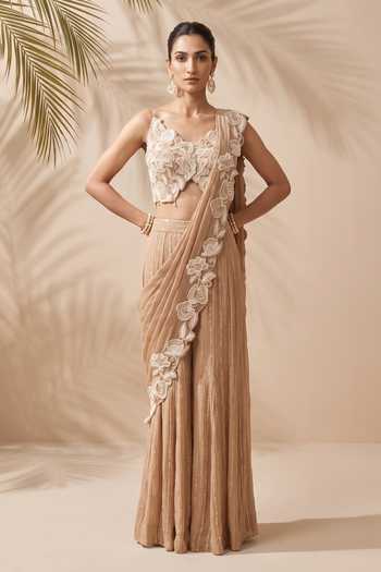 Aneesh Agarwaal Delphine Draped Sharara Saree With Blouse 