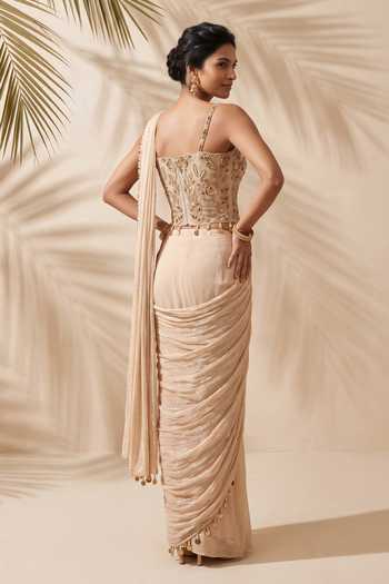 Aneesh Agarwaal Esme Pre-Draped Saree With Embroidered Corset