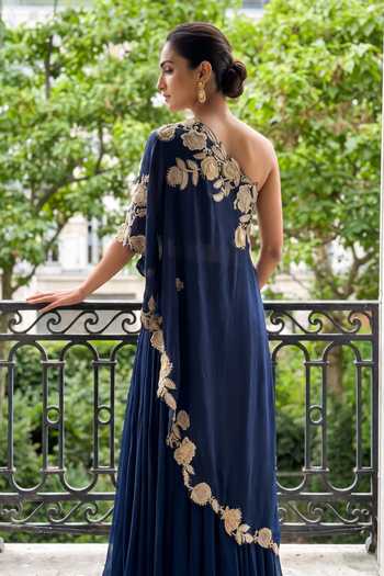 Aneesh Agarwaal Celestine Embroidered Cape & Sharara Set 