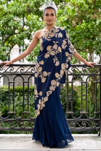 Aneesh Agarwaal Celestine Embroidered Cape & Sharara Set 