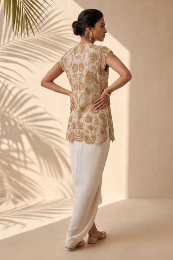 Aneesh Agarwaal Theodora Embroidered Jacket & Draped Skirt Set