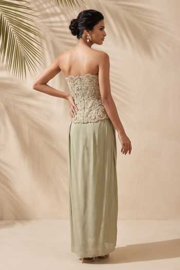 Aneesh Agarwaal Laurel Embroidered Corset & Draped Skirt Set