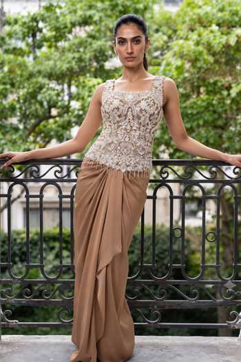 Aneesh Agarwaal Genevieve Embroidered Corset & Dhoti Skirt Set 