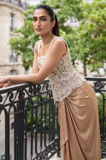 Aneesh Agarwaal Ivory Silk, Satin, Net Sequins, Genevieve Embroidered Corset And Dhoti Skirt Set Online at Aza Fashions Aneesh Agarwaal_Ivory Silk, Satin, Net Sequins, Genevieve Embroidered Corset And Dhoti Skirt Set _Online_at_Aza_Fashions