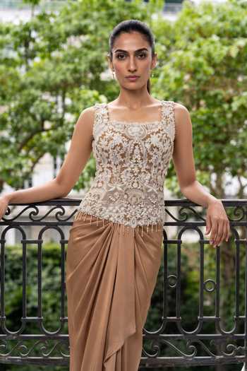 Aneesh Agarwaal Genevieve Embroidered Corset & Dhoti Skirt Set 