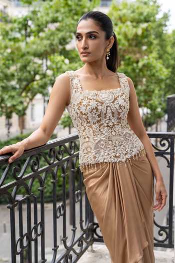 Buy Aneesh Agarwaal Ivory Silk, Satin, Net Sequins, Genevieve Embroidered Corset And Dhoti Skirt Set Online at Aza Fashions Buy_Aneesh Agarwaal_Ivory Silk, Satin, Net Sequins, Genevieve Embroidered Corset And Dhoti Skirt Set _Online_at_Aza_Fashions