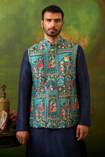 Arihant Rai Sinha Abstract Woven Bundi & Kurta Set 