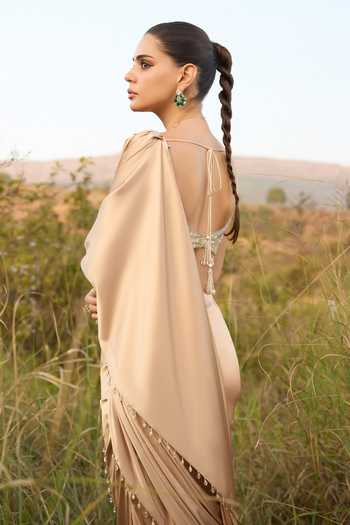 Aaryaa By Kashveen Kohli Dewfall Pre-Draped Saree With Embroidered Blouse 