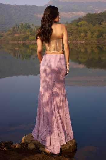 Aaryaa By Kashveen Kohli Roselle Mermaid Skirt Set With Bow Cape 