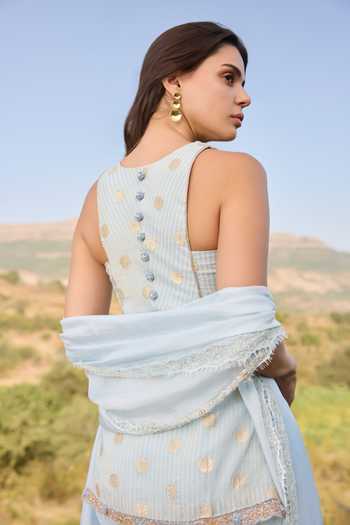 Aaryaa By Kashveen Kohli Esme Brocade Short Kurta Sharara Set 