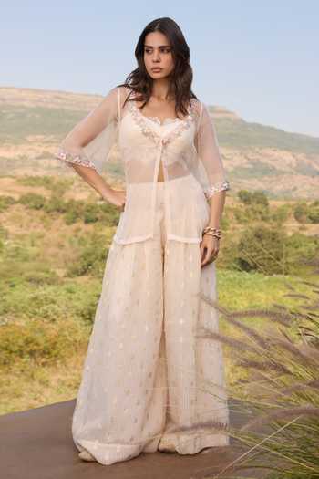 Aaryaa By Kashveen Kohli Alira Embroidered Jacket & Palazzo Set 