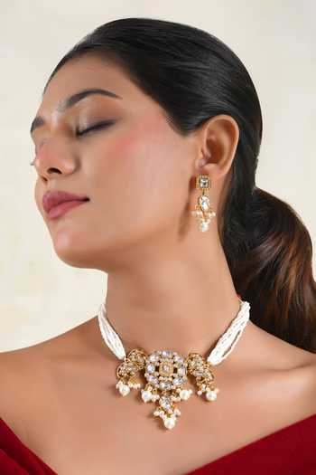 Prestones Pearl Embellished Choker Set 