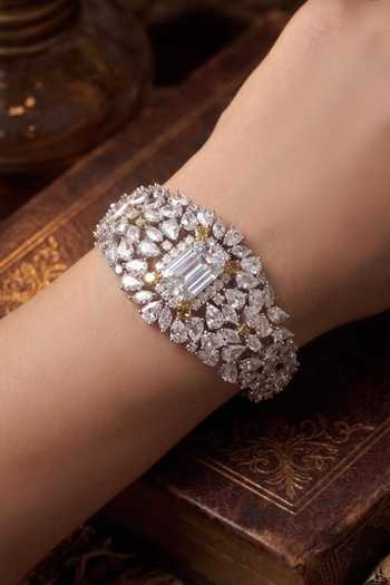 Prestones Stone Embellished Cutwork Bracelet 