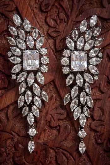 Prestones Crystal Stone Embellished Earrings 