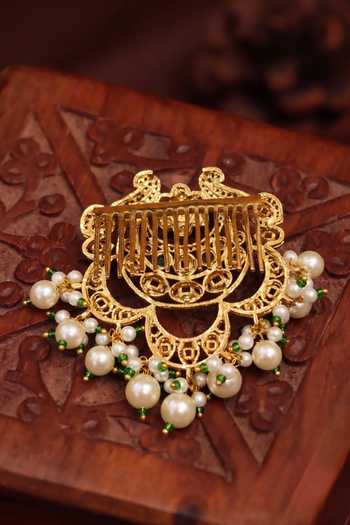 Prestones_Multi Color Pearl Embellished Hair Accessory _Online_at_Aza_Fashions