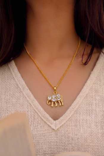 Prestones Elephant Motif Pendant Necklace 