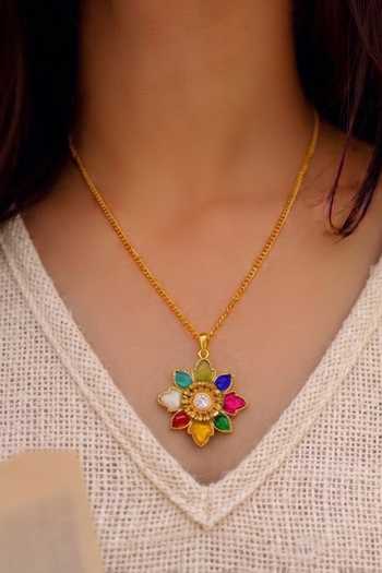 Prestones Hydro Stone Embellished Pendant Necklace 