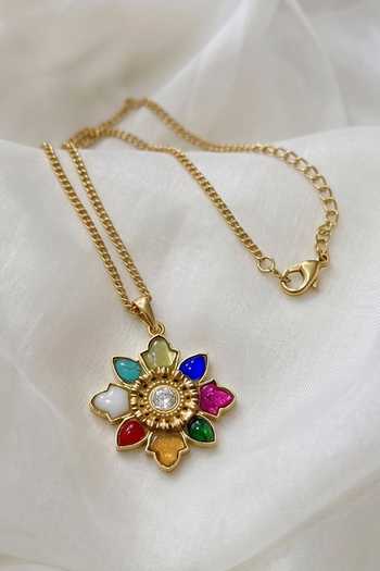 Prestones Hydro Stone Embellished Pendant Necklace 
