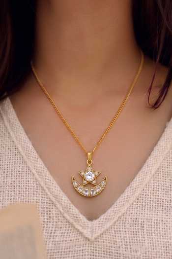 Prestones Zirconia Embellished Pendant Necklace 