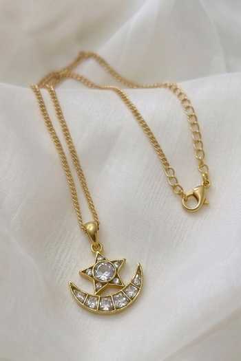 Prestones Zirconia Embellished Pendant Necklace 