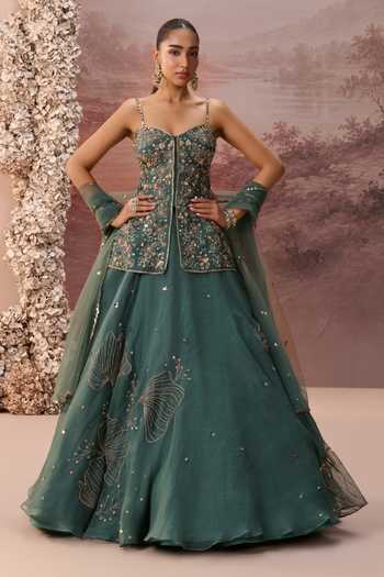 Parul Gandhi Serathine Embroidered Corset Lehenga Set 