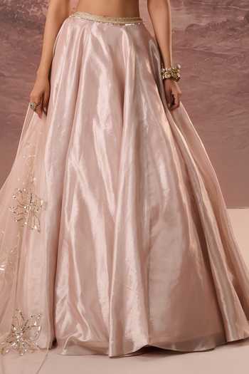 Parul Gandhi Pink Silk, Tissue Square Neck Pankhuri Embroidered Lehenga Set Online at Aza Fashions Parul Gandhi_Pink Silk, Tissue Square Neck Pankhuri Embroidered Lehenga Set _Online_at_Aza_Fashions