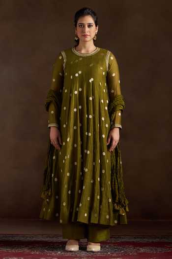 Almaari By Pooja Patel Oishi Chanderi Woven Anarkali Set 