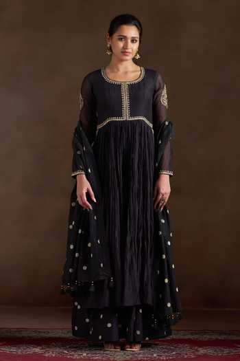 Almaari By Pooja Patel Oshira Chanderi Embroidered Anarkali Set 
