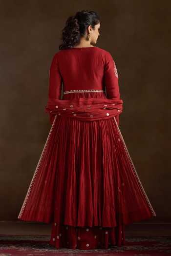 Almaari By Pooja Patel Oshira Chanderi Embroidered Anarkali Set 