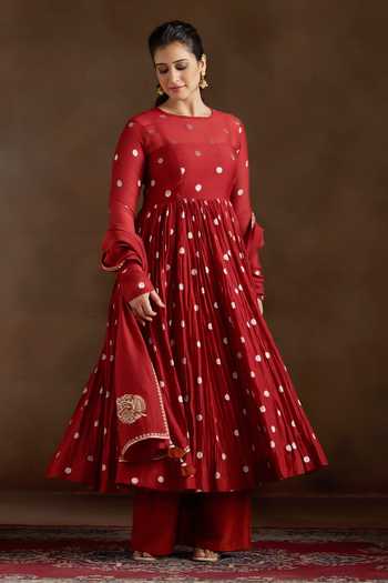 Almaari By Pooja Patel Omika Polka Dot Pattern Anarkali Set 